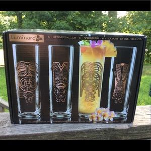 Copper Tiki Gods highball bar glasses 13oz